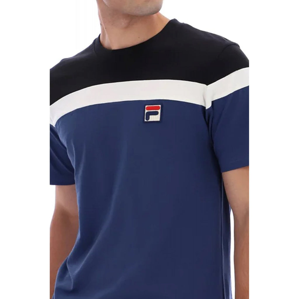 Fila Aiden MH015 Colour Block Design Cut & Sew Half Sleeve T-Shirt - Black/Navy