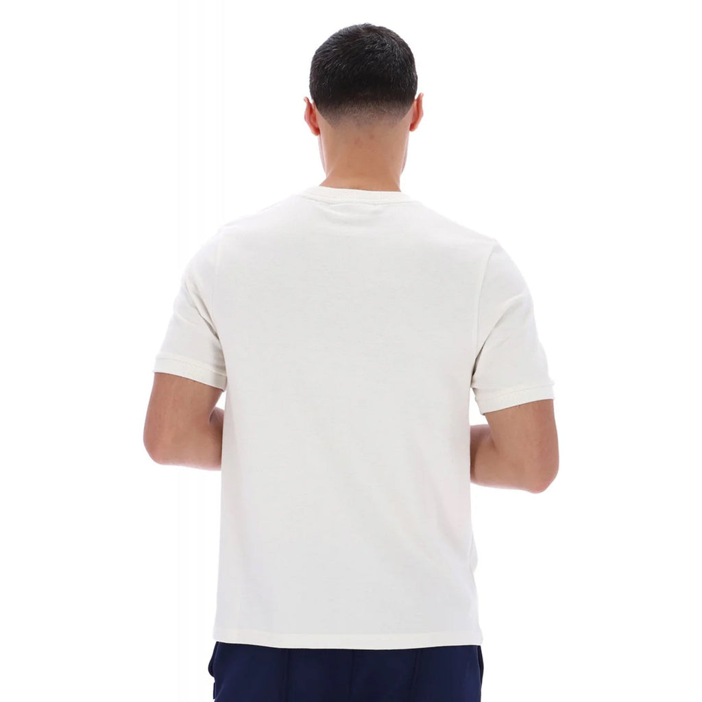 Fila Iggy MH029 Yarn Dye Contrast Stripe Half Sleeve T-Shirt - Gardenia/Blue