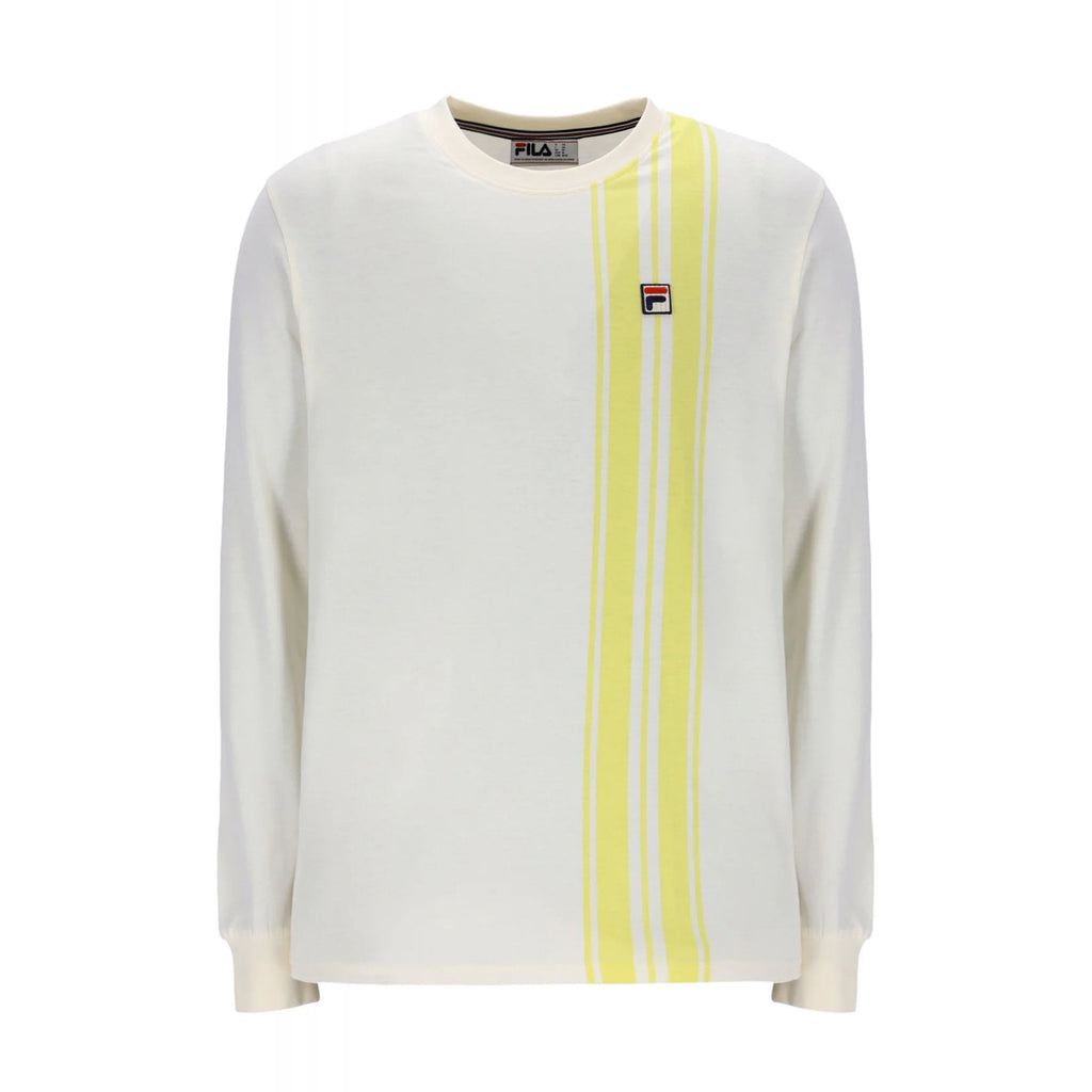 Fila Vintage Deem MH026 Contrast Vertical Stripe Long Sleeve Top - Gardenia/Raffia Yellow
