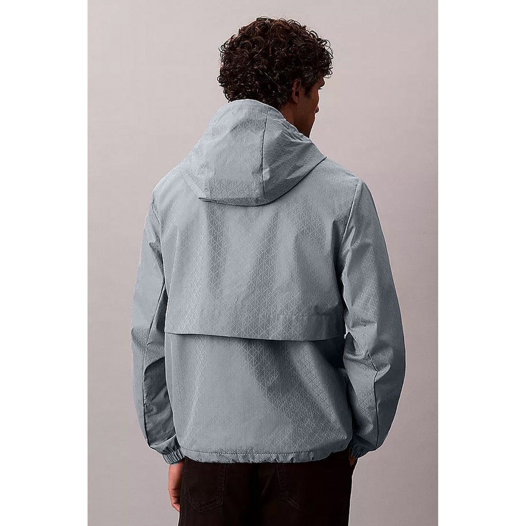Calvin Klein Jeans | LV04RD510G Repeat Logo Lightweight Windbreaker Hood Jacket - Silver Grey