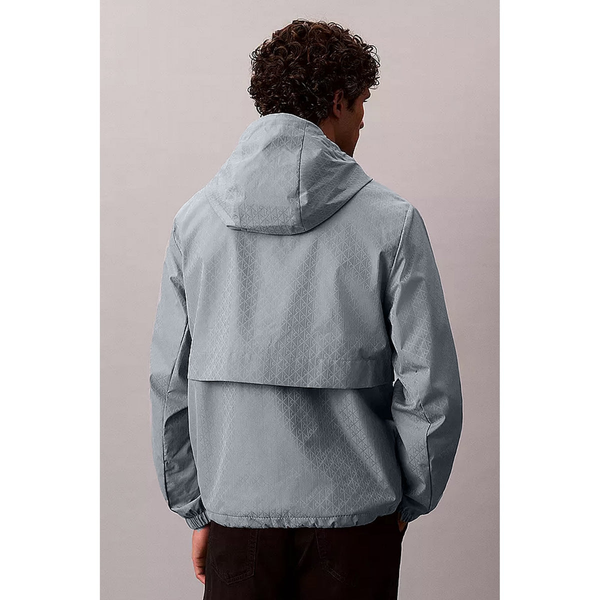 Calvin Klein Jeans | LV04RD510G Repeat Logo Lightweight Windbreaker Hood Jacket - Silver Grey