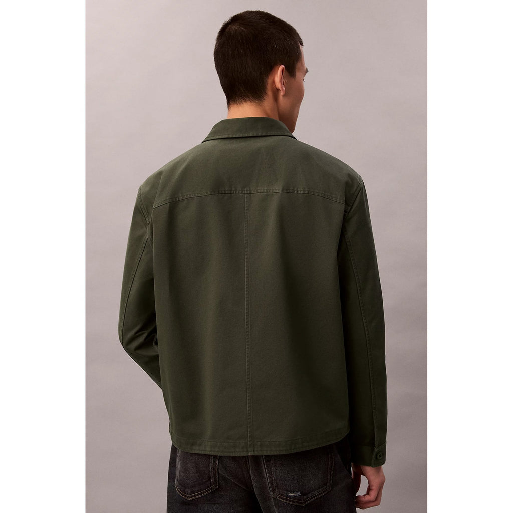 Calvin Klein Jeans | LV04RD110G Monogram Bagde Cotton Twill Relaxed Fit Buttoned Overshirt Jacket