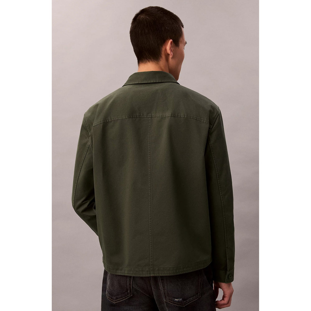 Calvin Klein Jeans | LV04RD110G Monogram Bagde Cotton Twill Relaxed Fit Buttoned Overshirt Jacket