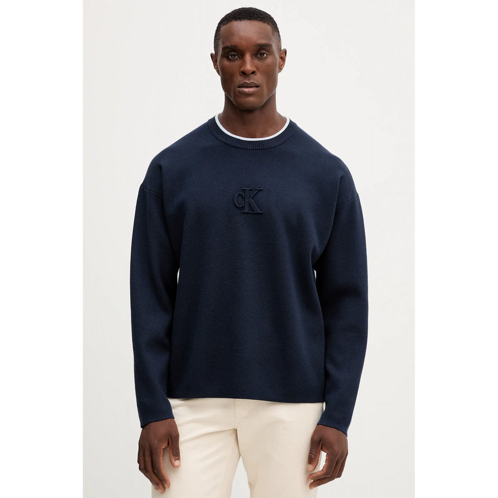 Calvin Klein Jeans | LV04RD300G 3D Logo Loose Fit Crew Jumper - Dark Navy