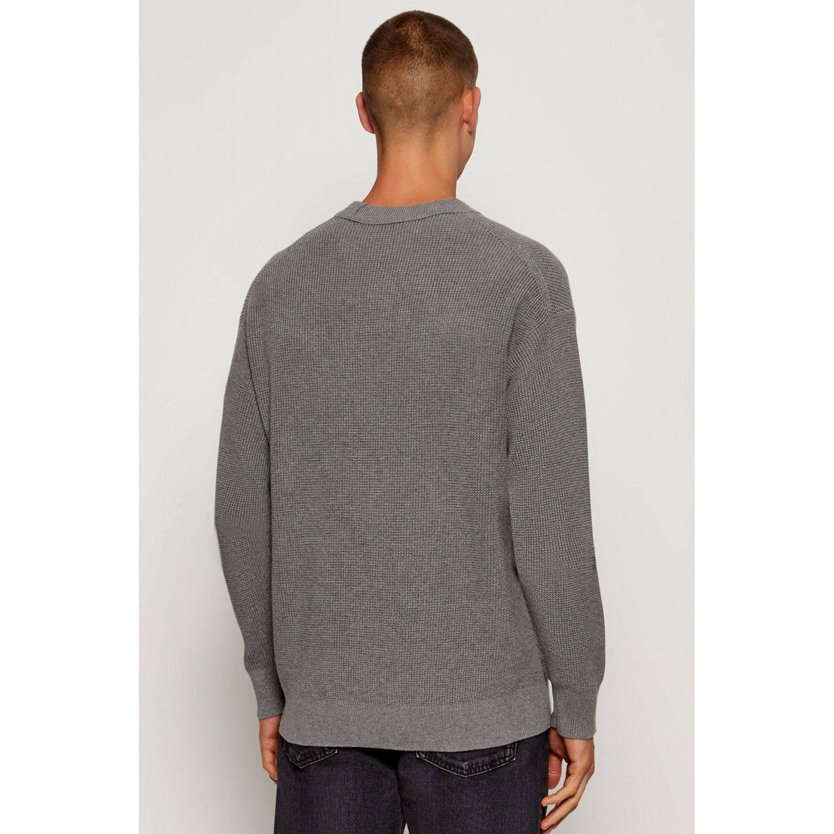 Calvin Klein Jeans | LV04RD313G Waffle Cotton Knit Loose Fit Crew Jumper