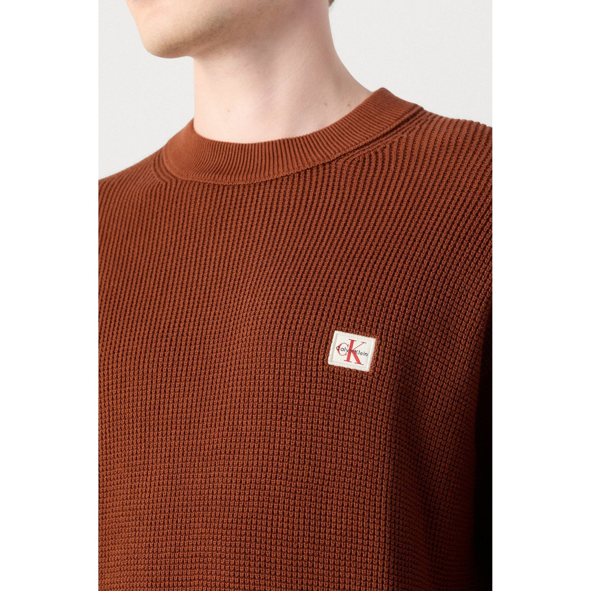 Calvin Klein Jeans | LV04RD313G Waffle Cotton Knit Loose Fit Crew Jumper