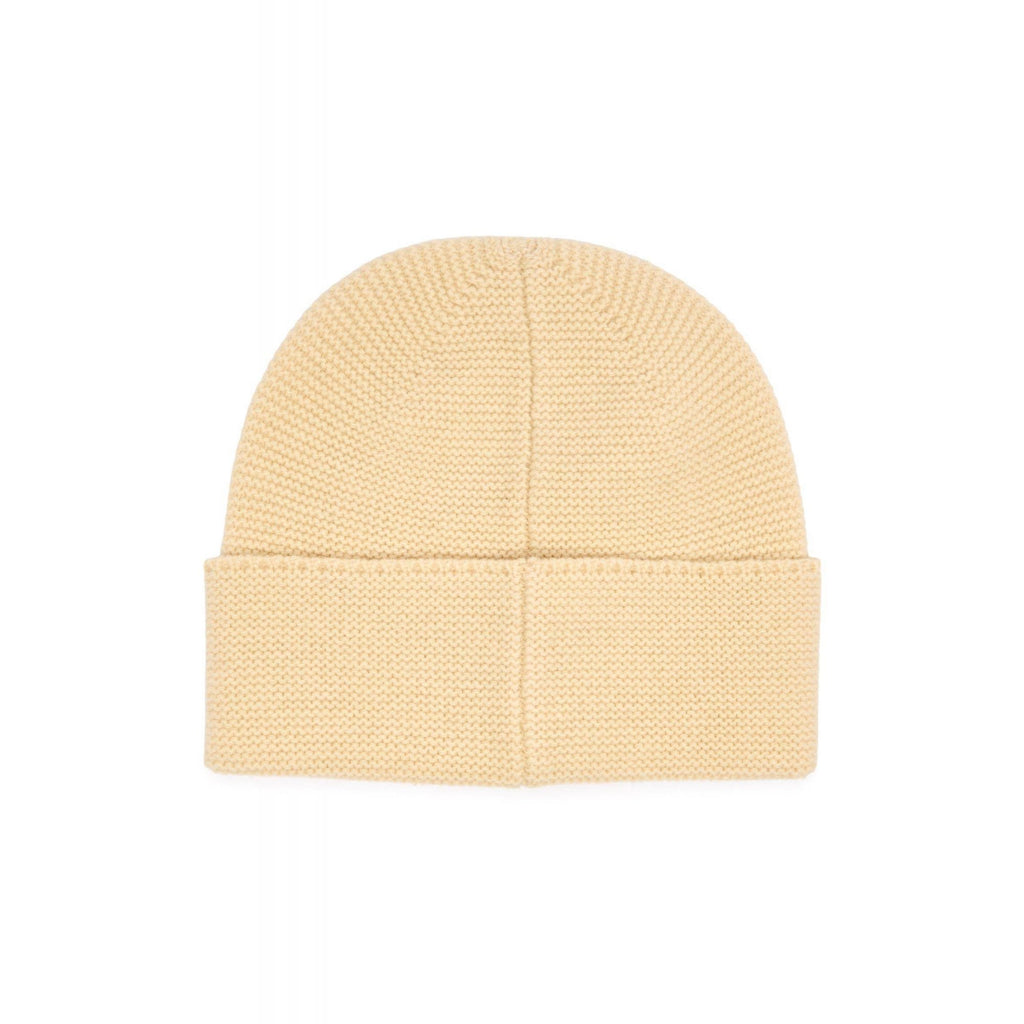 EA7 | Emporio Armani AF18021 0247 Knit Gold Patch Logo Wool Blend Beanie Hat