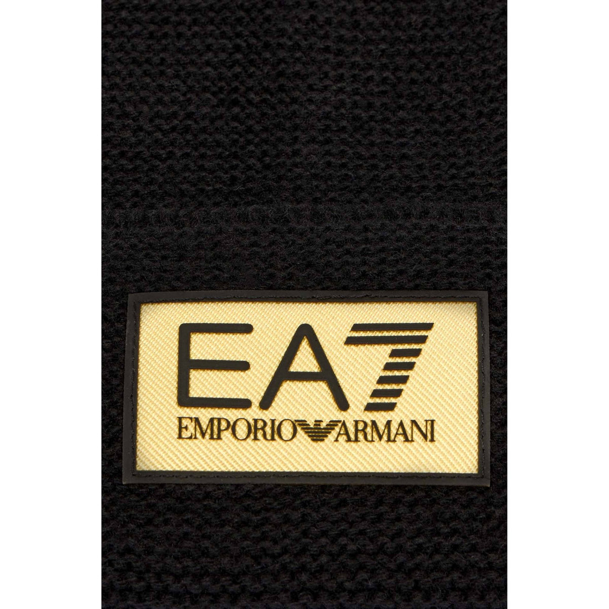 EA7 | Emporio Armani AF18021 0247 Knit Gold Patch Logo Wool Blend Beanie Hat