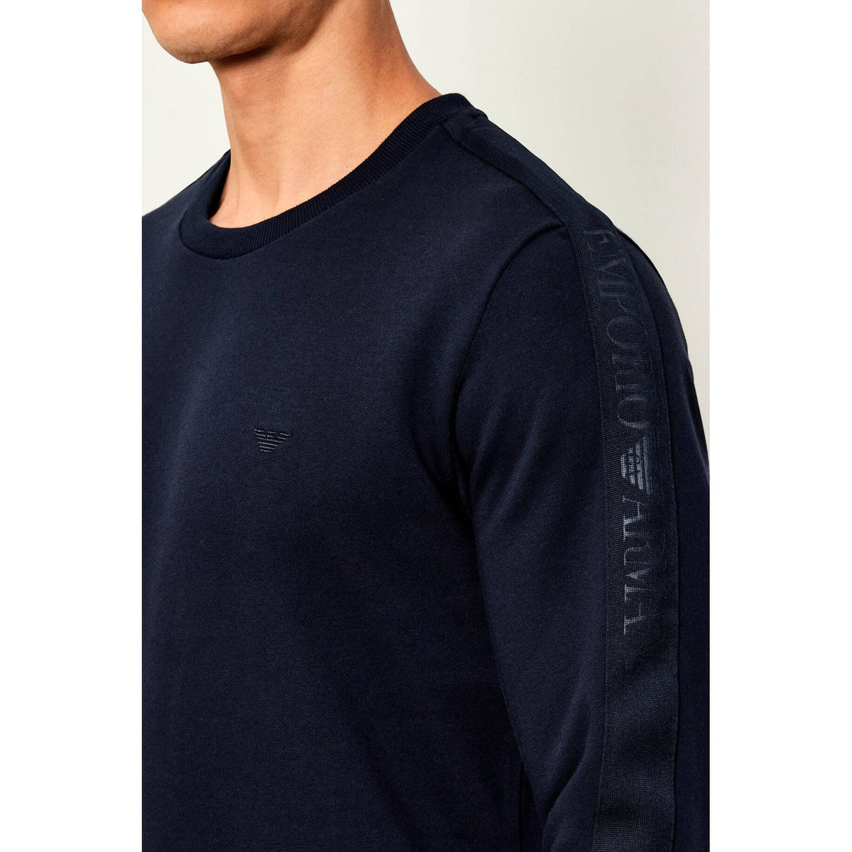 EA7 | Emporio Armani AF14976 1922 Contrast Tape Logo Sweat Top - Navy