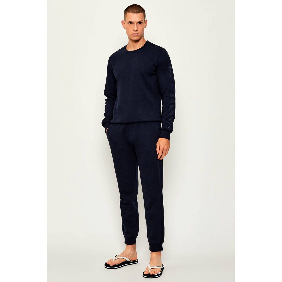 EA7 | Emporio Armani AF14976 1922 Contrast Tape Logo Sweat Top - Navy