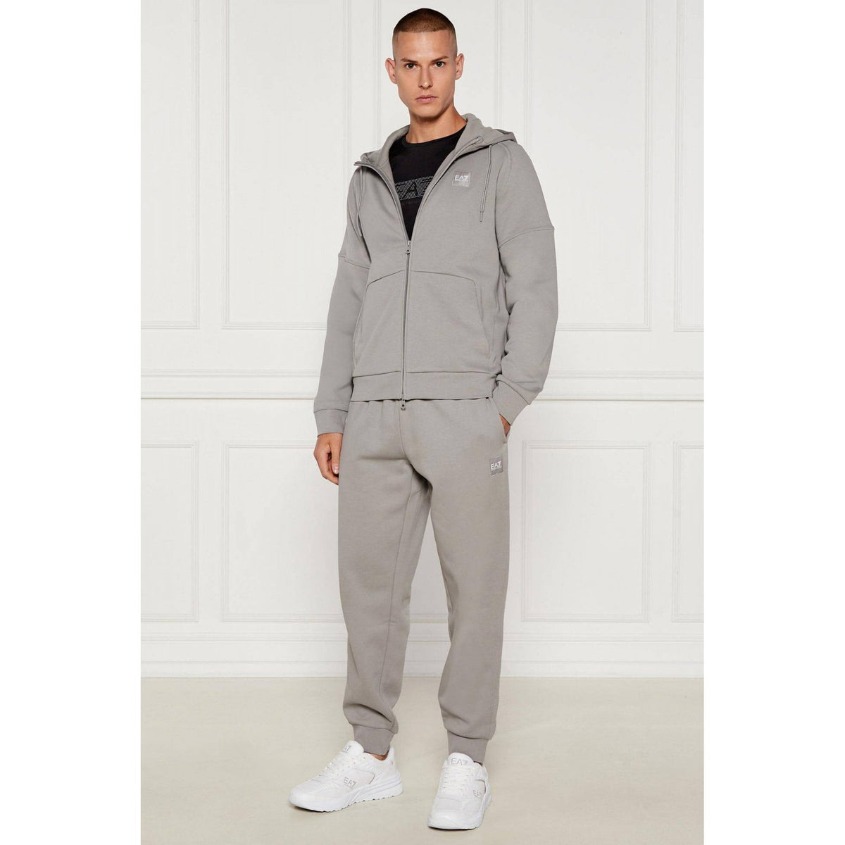 EA7 | Emporio Armani AF10377 0914 Train Invisibility Full Zip Hood Top - Light Grey