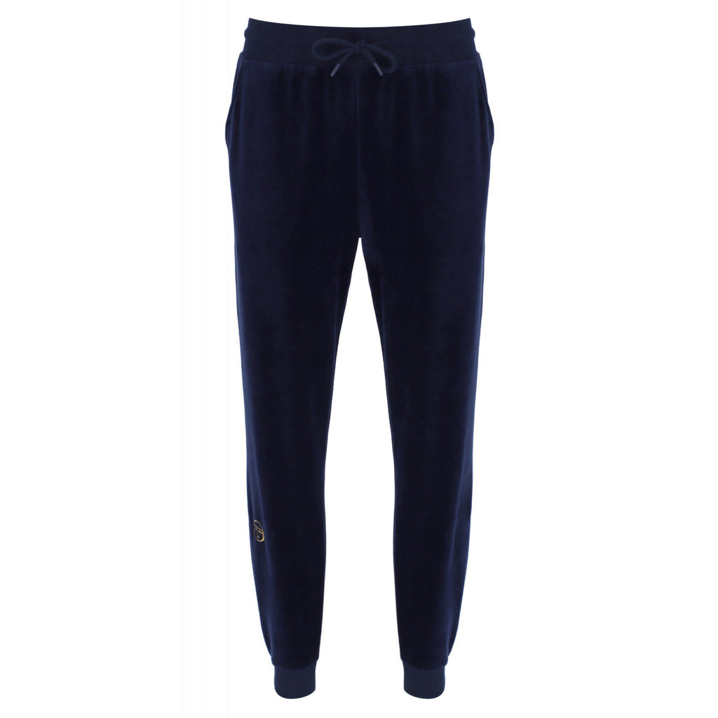 Sergio Tacchini | Court 1137-220 Retro Velour Plain Jogger - Navy/Gold