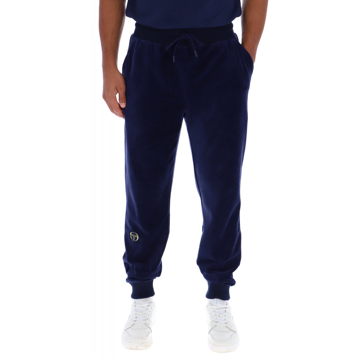 Sergio Tacchini | Court 1137-220 Retro Velour Plain Jogger - Navy/Gold