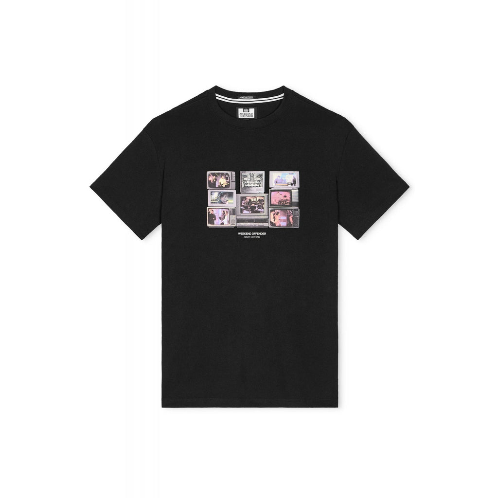 Weekend Offender PT3A08 Vision Retro TVs Graphic Print Half Sleeve T-Shirt - Black