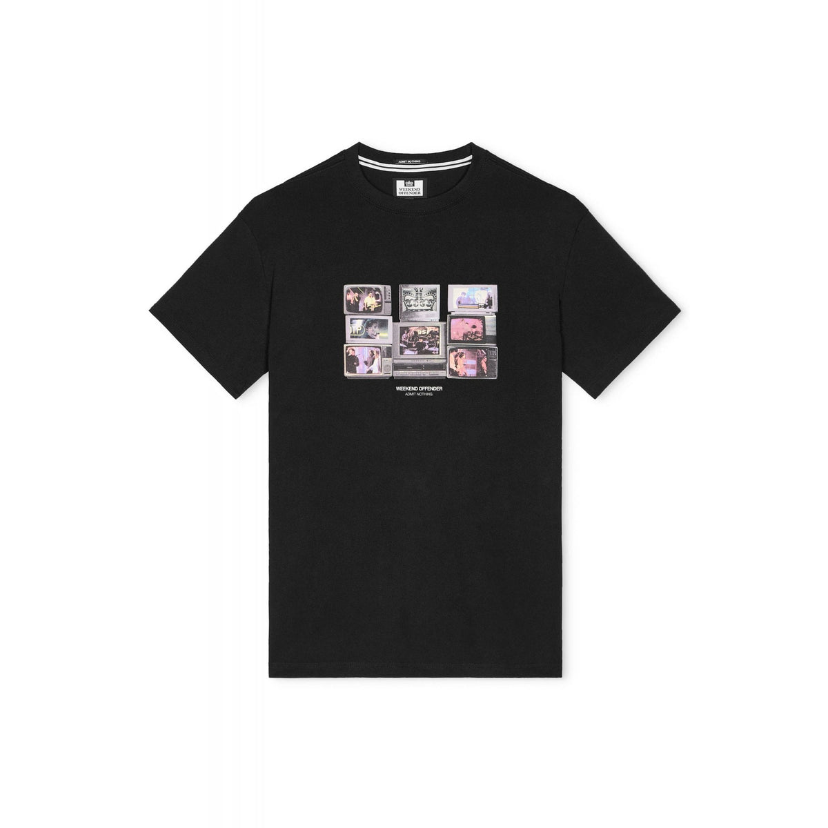 Weekend Offender PT3A08 Vision Retro TVs Graphic Print Half Sleeve T-Shirt - Black