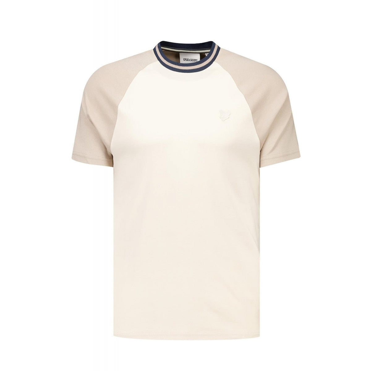 Lyle & Scott TS2344V Contrast Raglan Tipped Collar Cotton T-Shirt - Stone