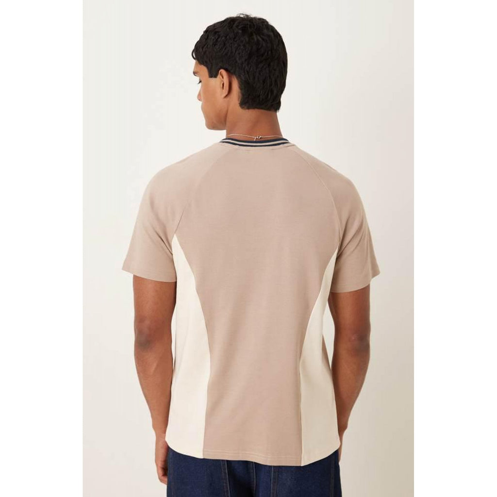 Lyle & Scott TS2344V Contrast Raglan Tipped Collar Cotton T-Shirt - Stone