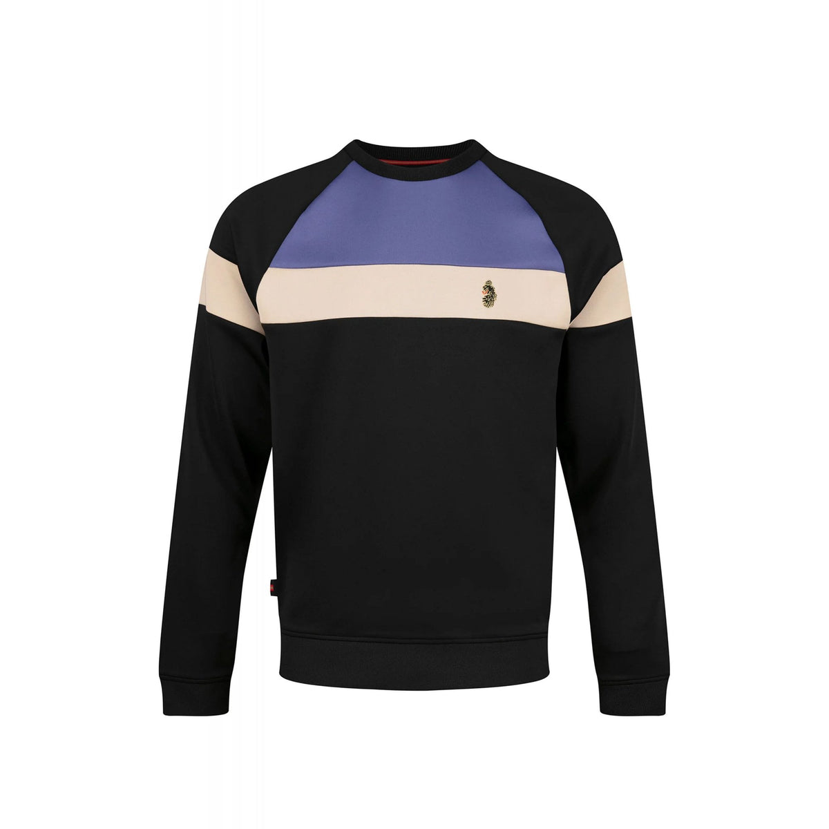 Luke | Adam 3 M590334 Block Panel Detail Tape Sweat Top - Black/Blue