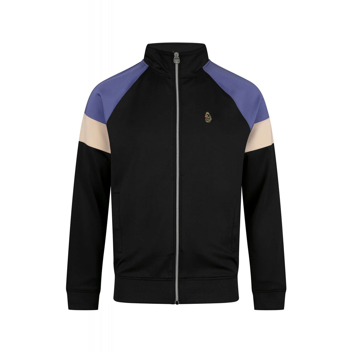 Luke | Kas 3 M590333 Block Panel Funnel Neck Tape Full Zip Track Top - Black/Blue