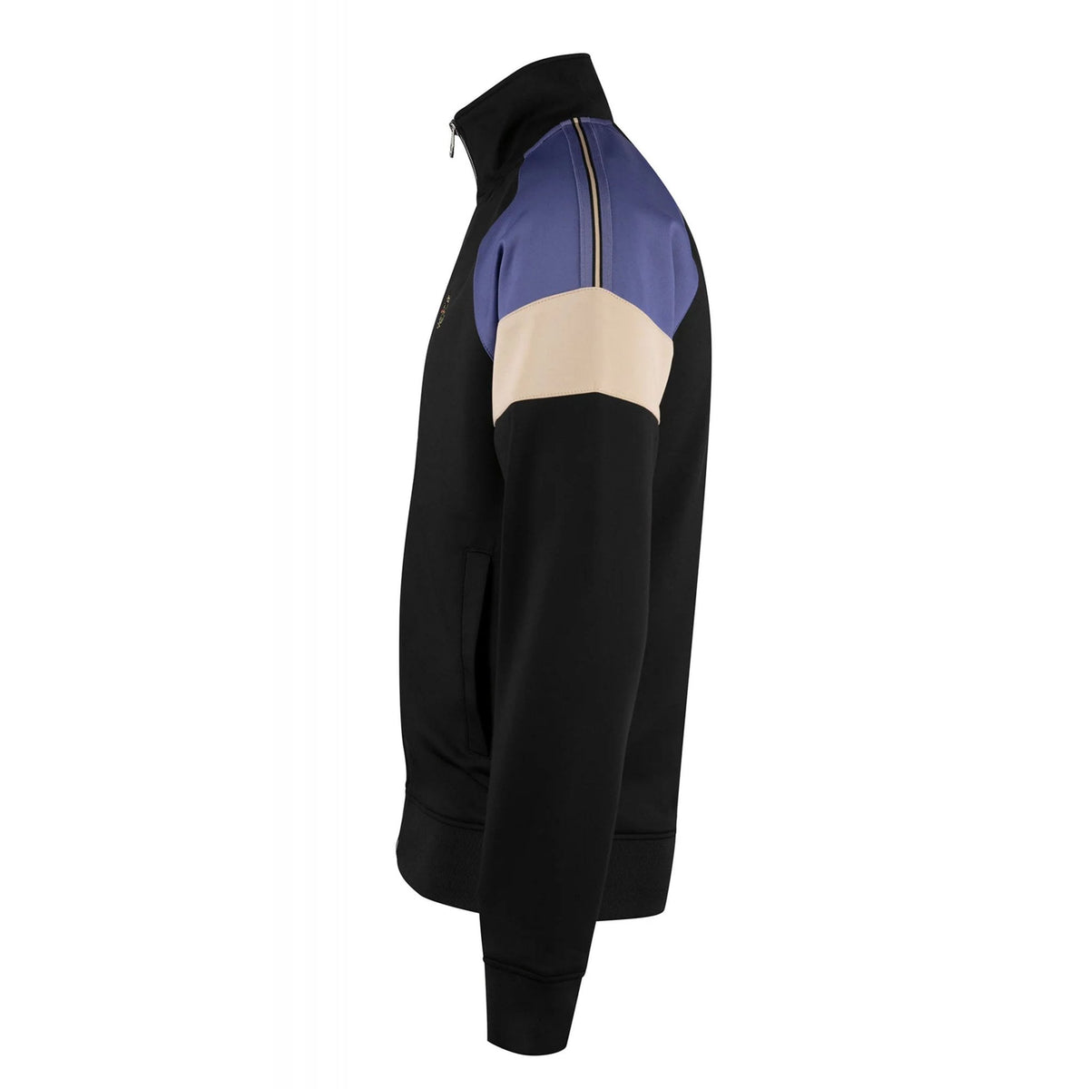 Luke | Kas 3 M590333 Block Panel Funnel Neck Tape Full Zip Track Top - Black/Blue