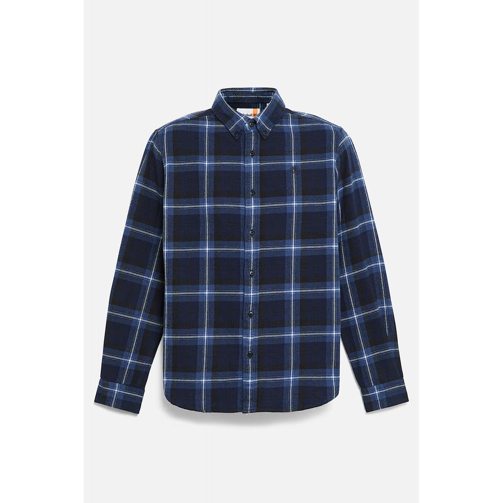 Timberland TB0A44XQ V82 Flannel Cotton Plaid Long Sleeve Check Shirt - Navy