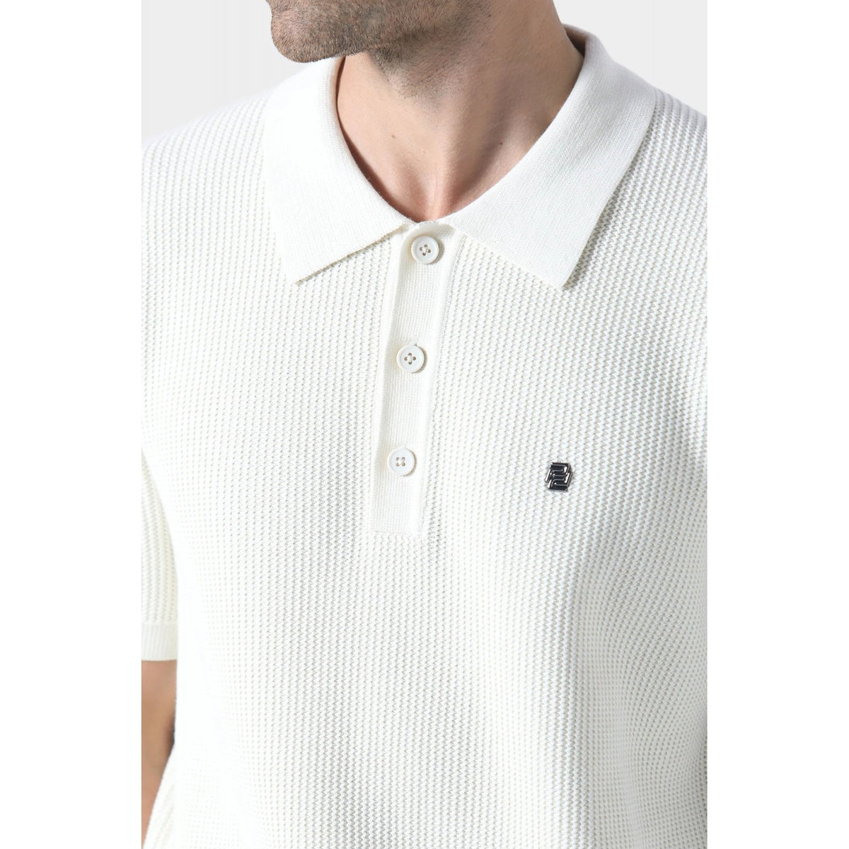 Police Pecan 1167 Textured Knit Small 'P' Emblem Metal Logo Half Sleeve Polo T-Shirt
