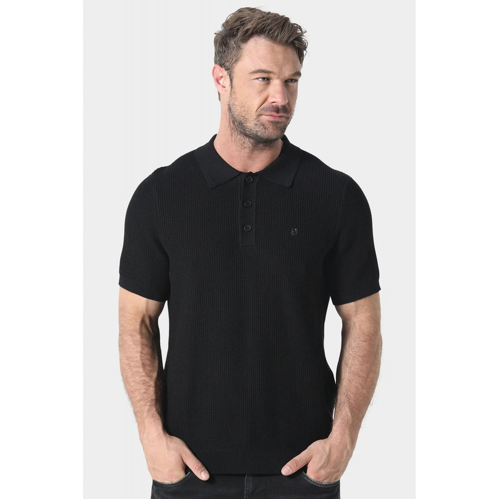 Police Pecan 1167 Textured Knit Small 'P' Emblem Metal Logo Half Sleeve Polo T-Shirt