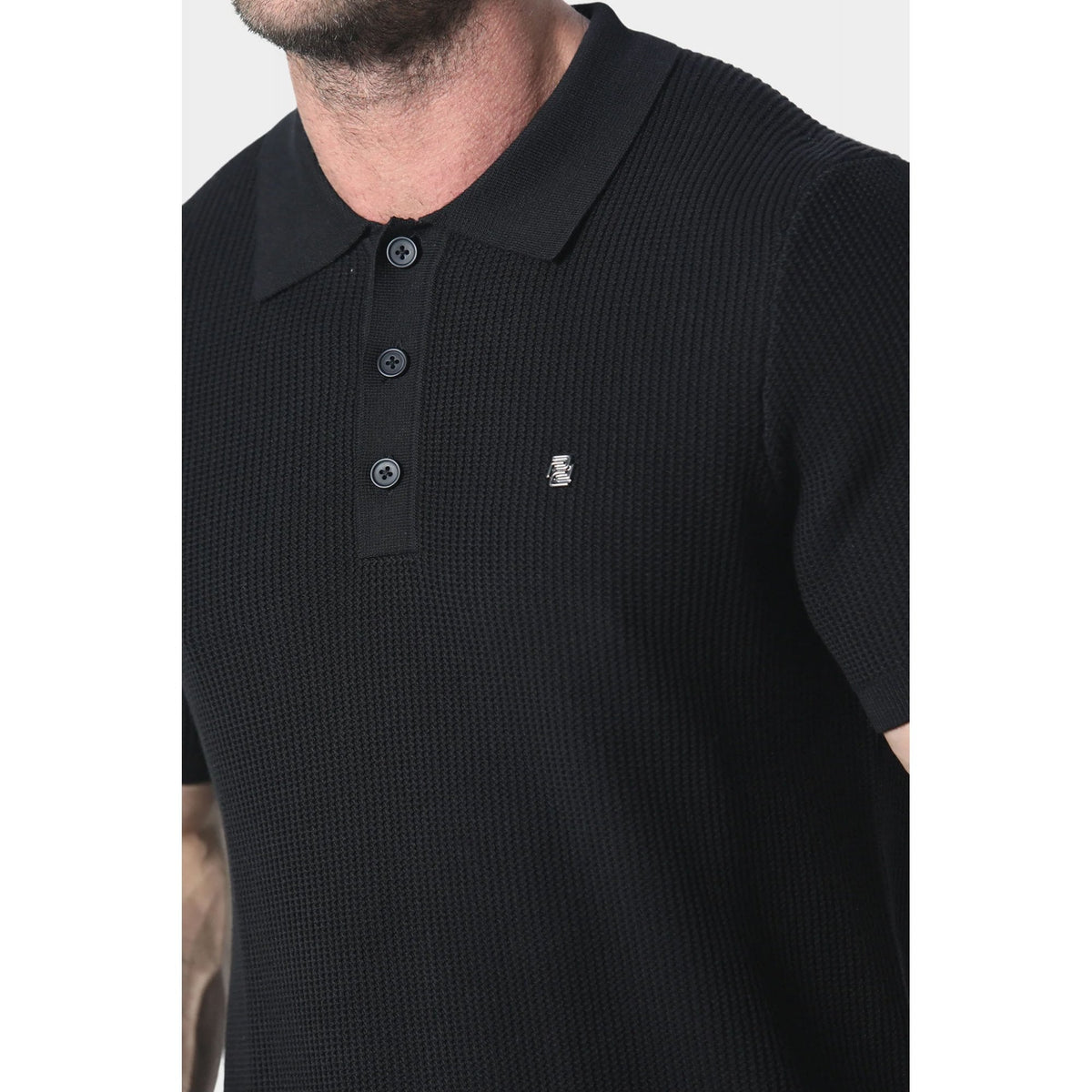 Police Pecan 1167 Textured Knit Small 'P' Emblem Metal Logo Half Sleeve Polo T-Shirt