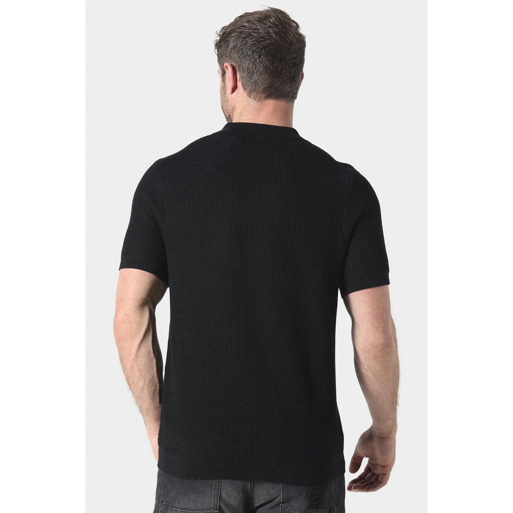 Police Pecan 1167 Textured Knit Small 'P' Emblem Metal Logo Half Sleeve Polo T-Shirt