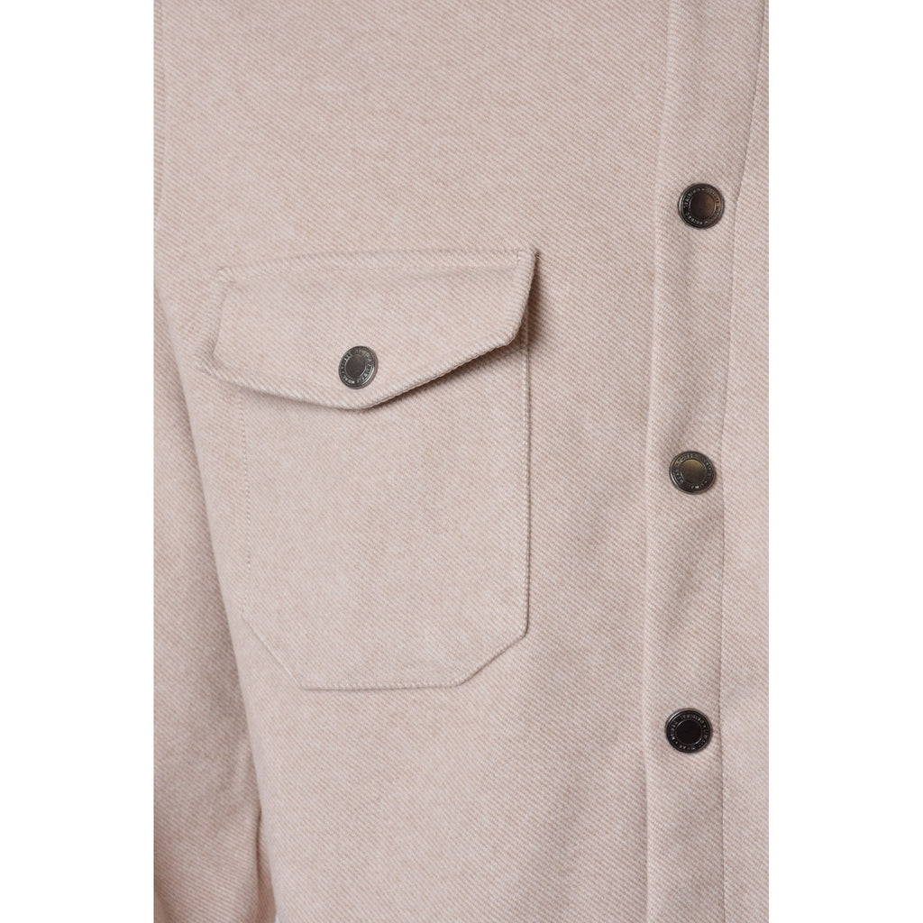 Liwali | 1002 Premium Soft Fabric Snap Button Overshirt - Sand