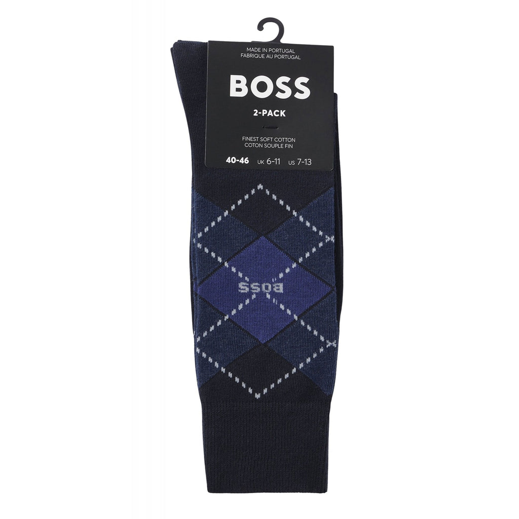 Boss 50478352 Argyle 2-Pack CC Essential Jacquard Logo Socks