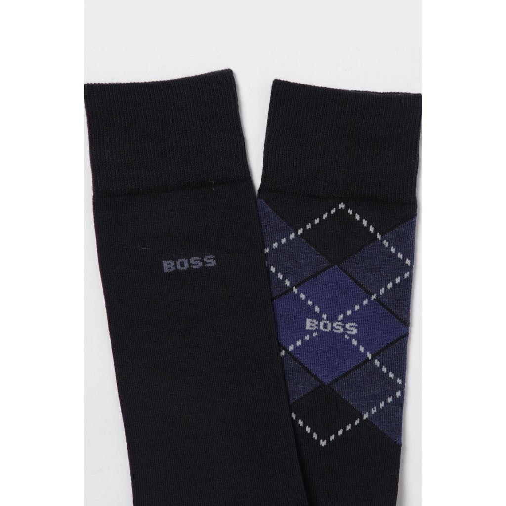 Boss 50478352 Argyle 2-Pack CC Essential Jacquard Logo Socks