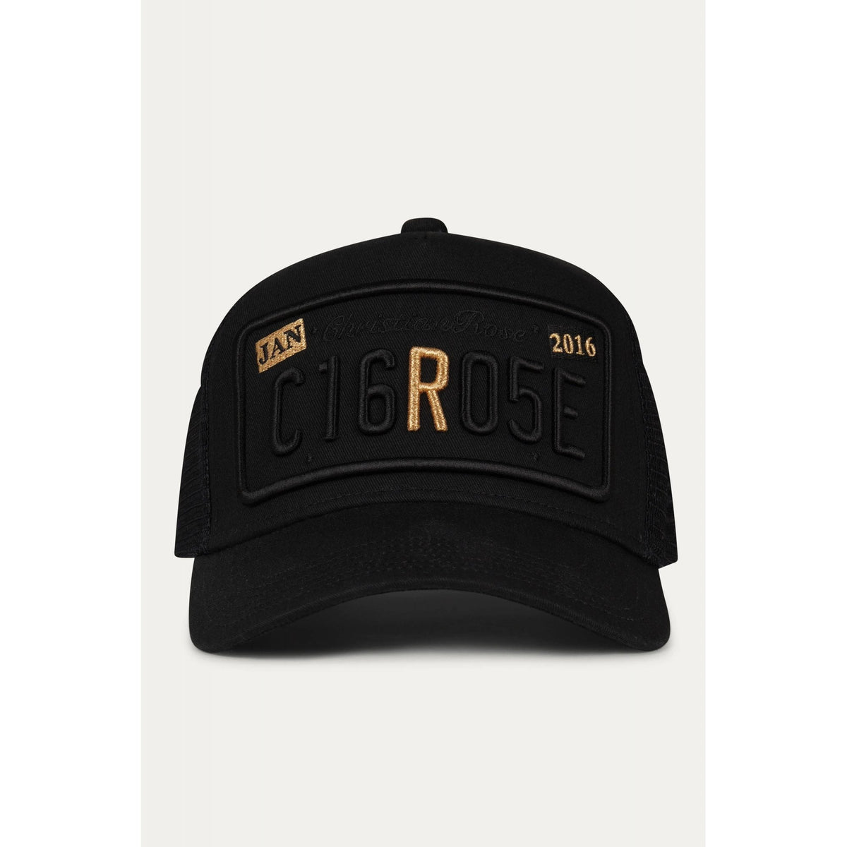Christian Rose | CR024 Two Tone 'R' Private Plate Trucker Mesh Baseball Cap