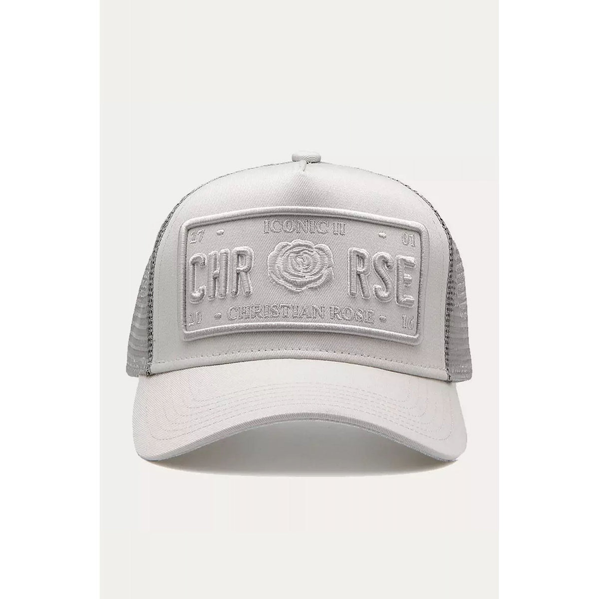 Christian Rose | CR004 Iconic II Trucker Mesh Baseball Cap - Ice Grey