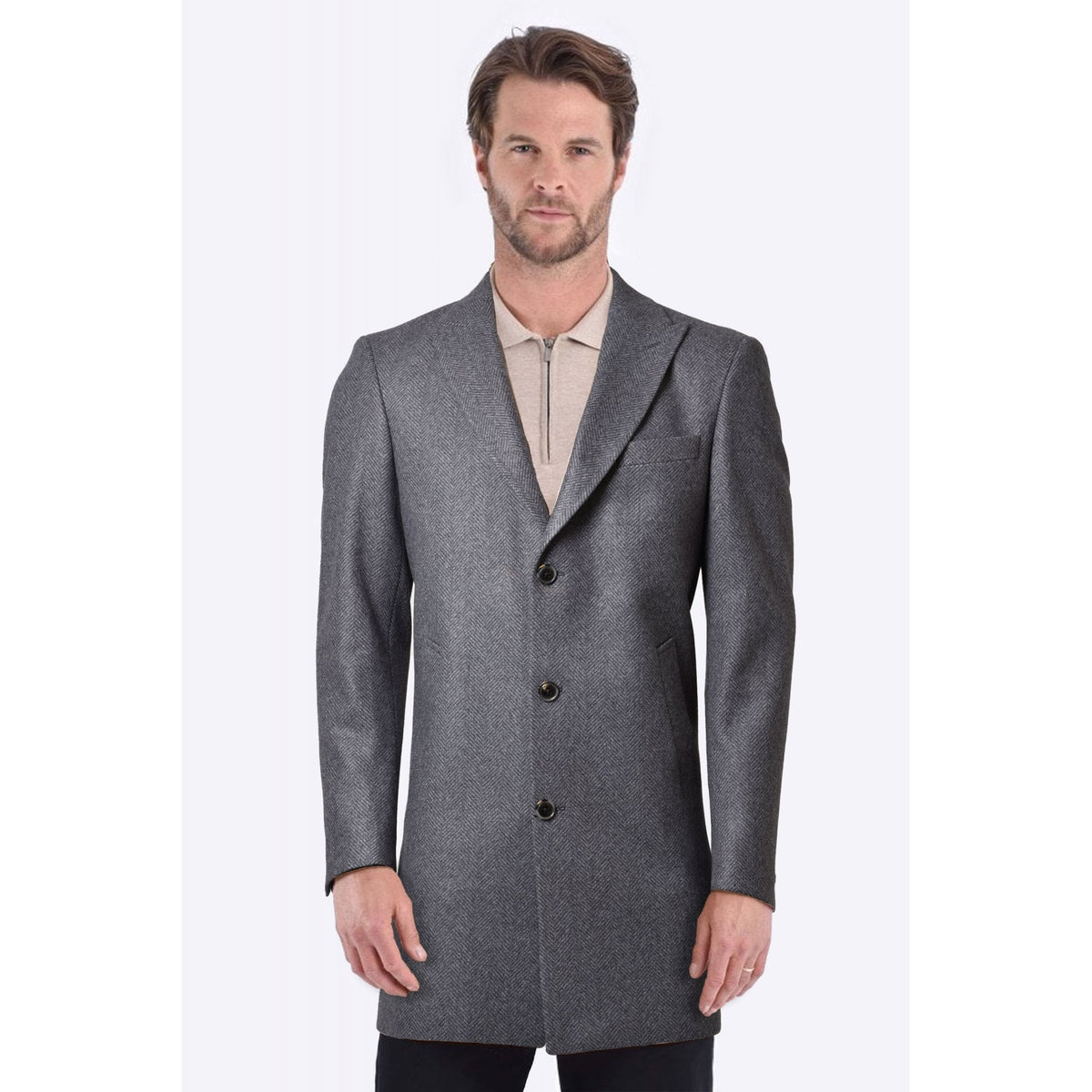 CB Alaska Tailored Slim Fit Single-Breasted Long Overcoat