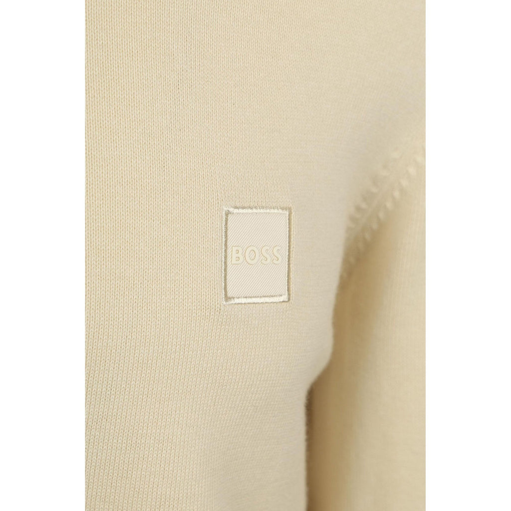Hugo Boss 50527585 Kanobix_S Patch Logo Half Zip Funnel Neck Jumper - Beige
