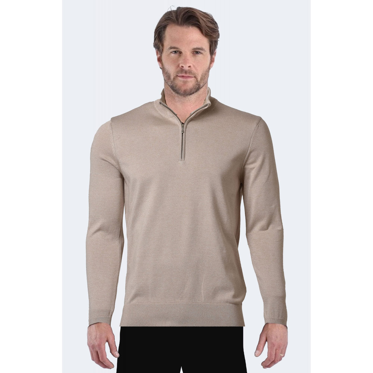 Liwali | 1343 1/4 Quarter Zip Soft Fabric Funnel Neck Jumper