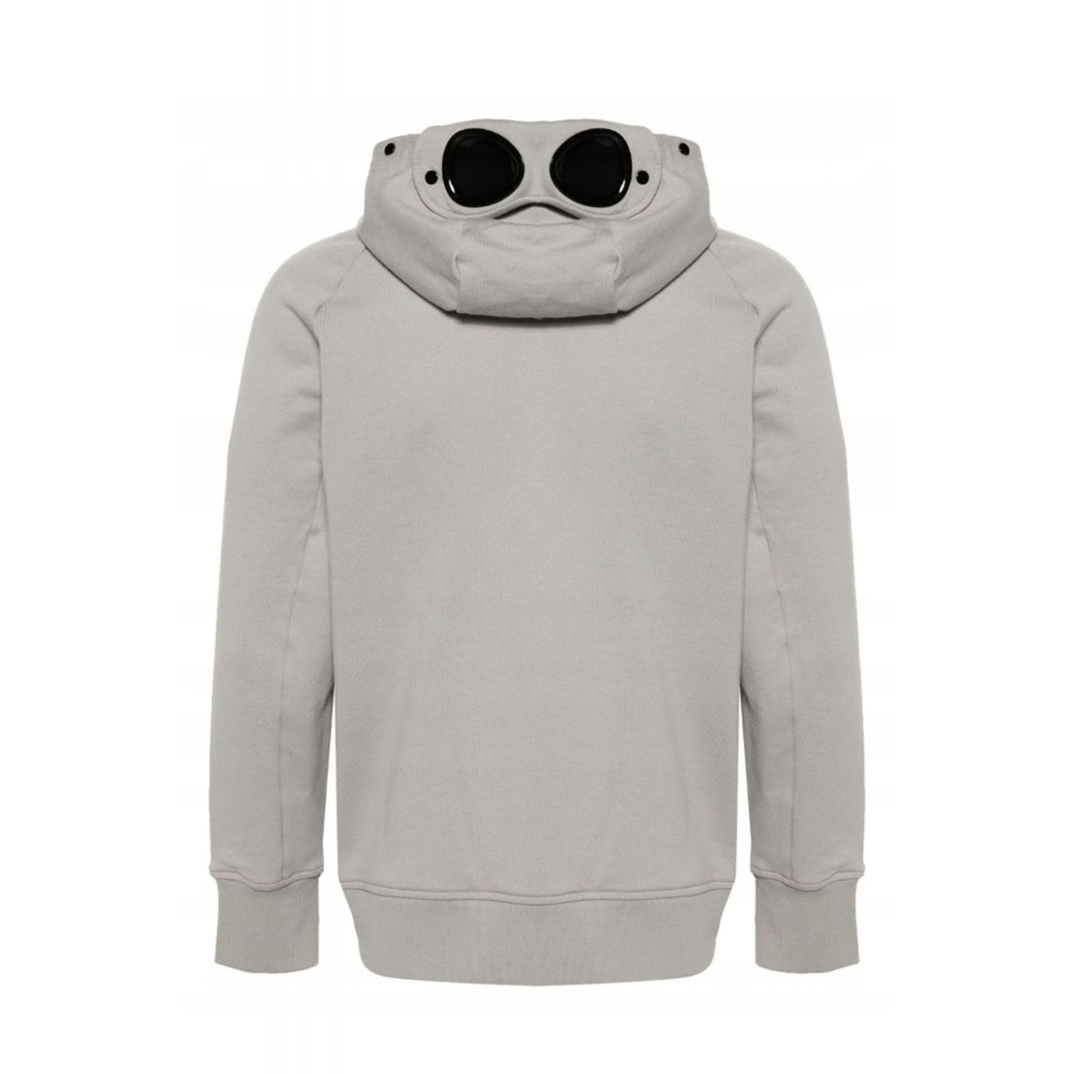 C.P. Company 16CMSS082A Diagonal Raised Fleece Zip Through Goggle Hood Top - Ice Grey