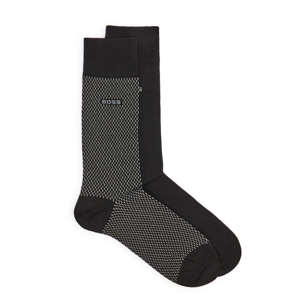 Boss 50487872 Mini Pattern 2-Pack CC Essential Jacquard Logo Socks - Black