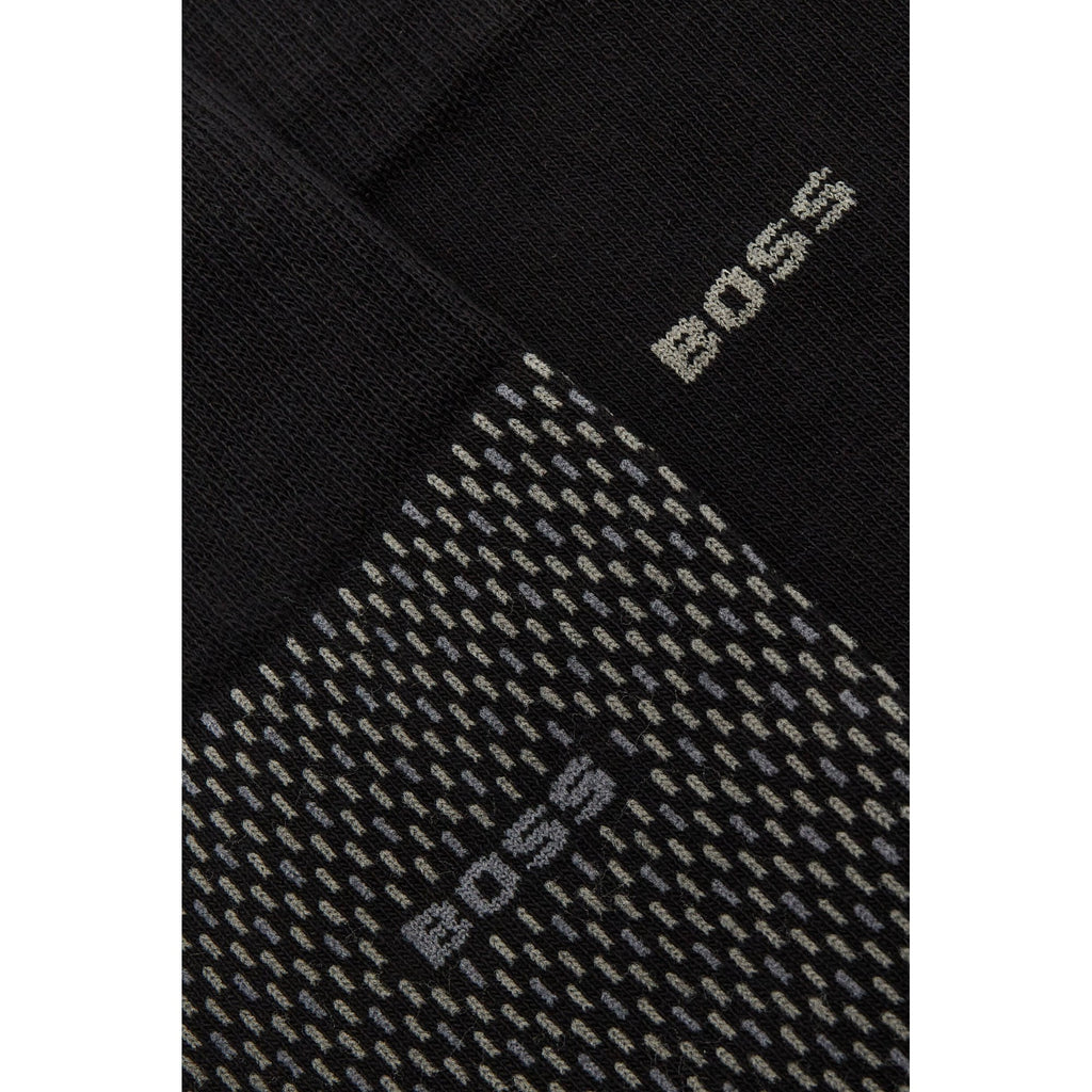 Boss 50487872 Mini Pattern 2-Pack CC Essential Jacquard Logo Socks - Black