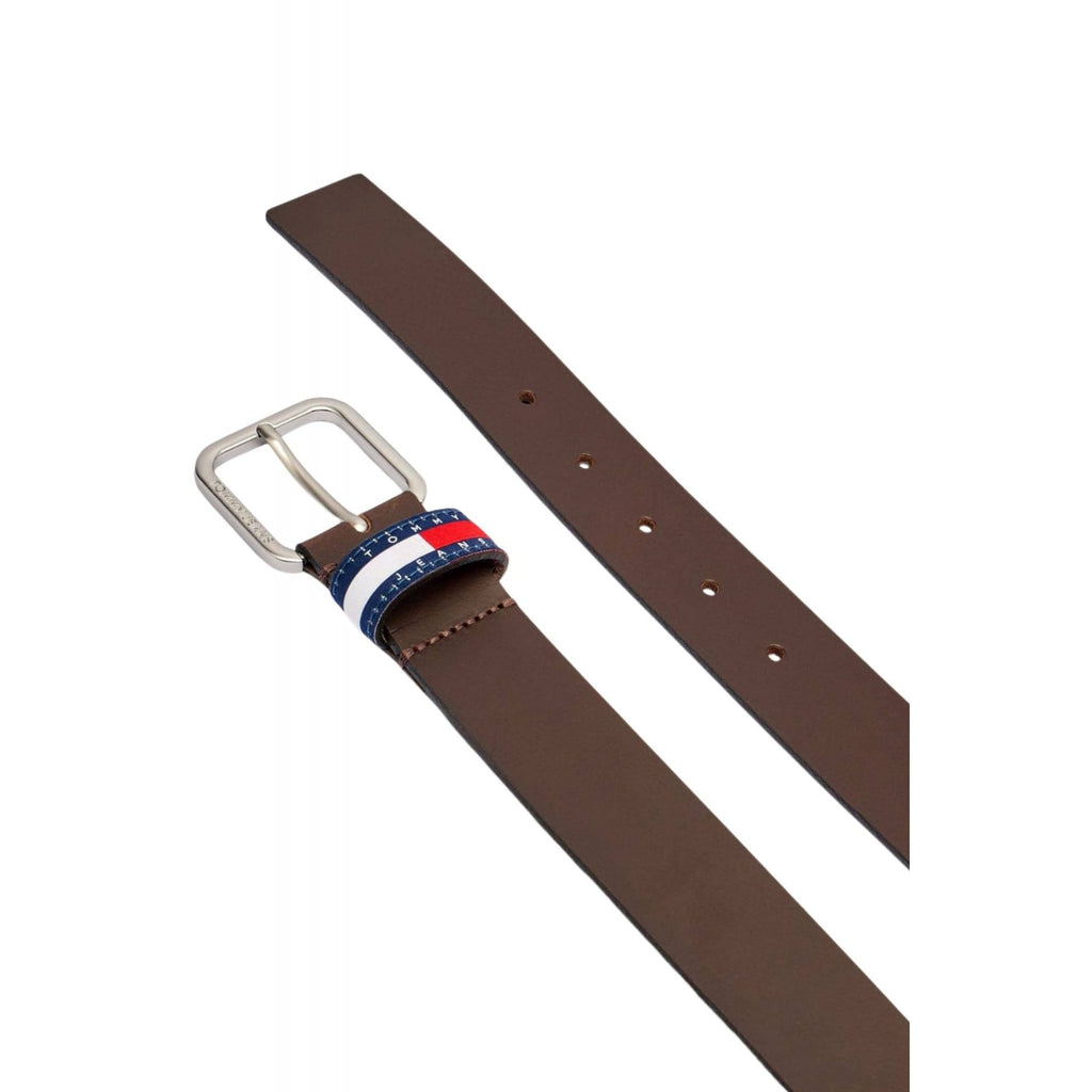 Tommy Jeans | AM136888 Ryan Logo Keeper Leather Metal Buckle Belt