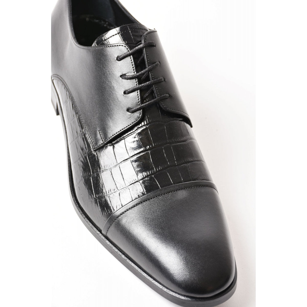 Paul Branco | M-01627 Leather Faux Contrast Crocodile Oxford Lace Formal Shoe