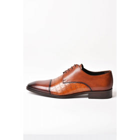Paul Branco | M-01627 Leather Faux Contrast Crocodile Oxford Lace Formal Shoe