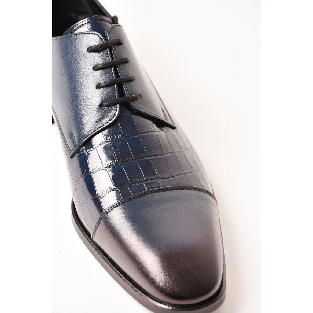 Paul Branco | M-01627 Leather Faux Contrast Crocodile Oxford Lace Formal Shoe