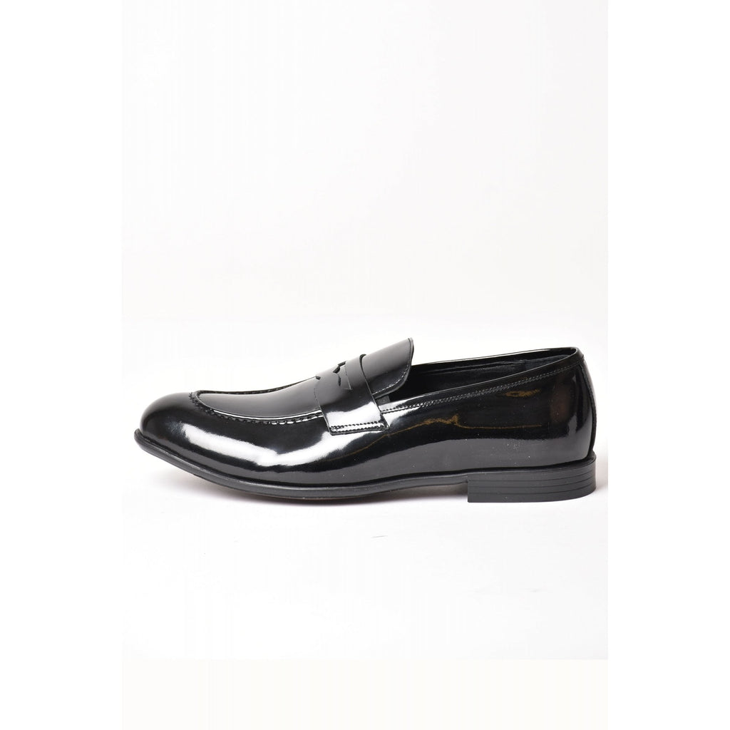 Wenitto | 11209 Leather Shine Patent Penny Slip-on Formal Loafer Shoe - Black