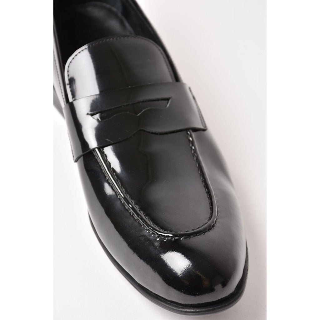 Wenitto | 11209 Leather Shine Patent Penny Slip-on Formal Loafer Shoe - Black