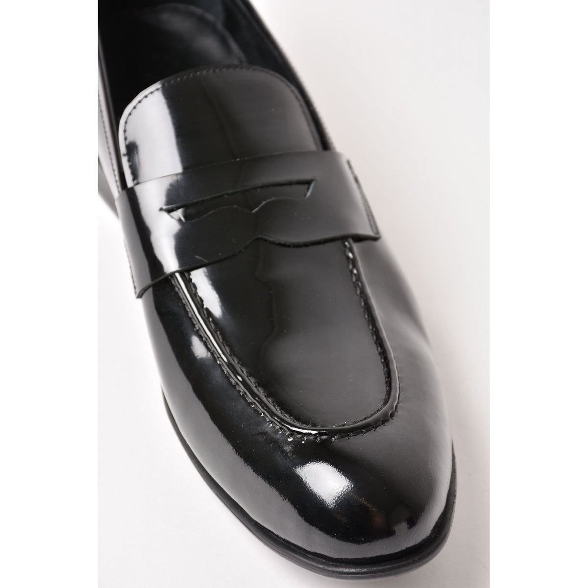 Wenitto | 11209 Leather Shine Patent Penny Slip-on Formal Loafer Shoe - Black