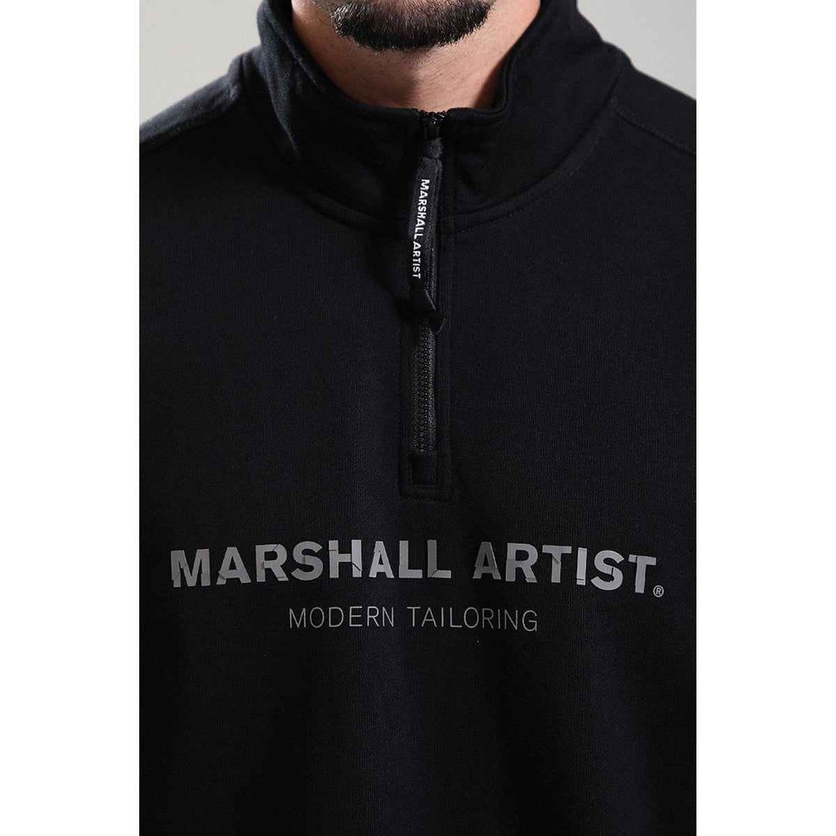Marshall Artist | 1121 Quarter-Zip Reflective Wordmark Logo Print Sweat Top
