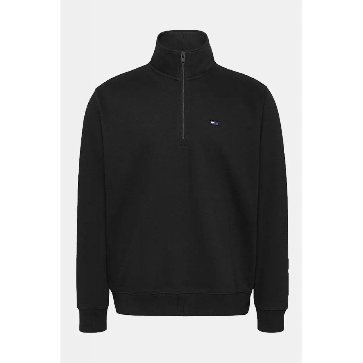 Tommy Jeans | DM20339 Regular Fleece 1/4 Zip Mock High Neck Small Logo Top - Black