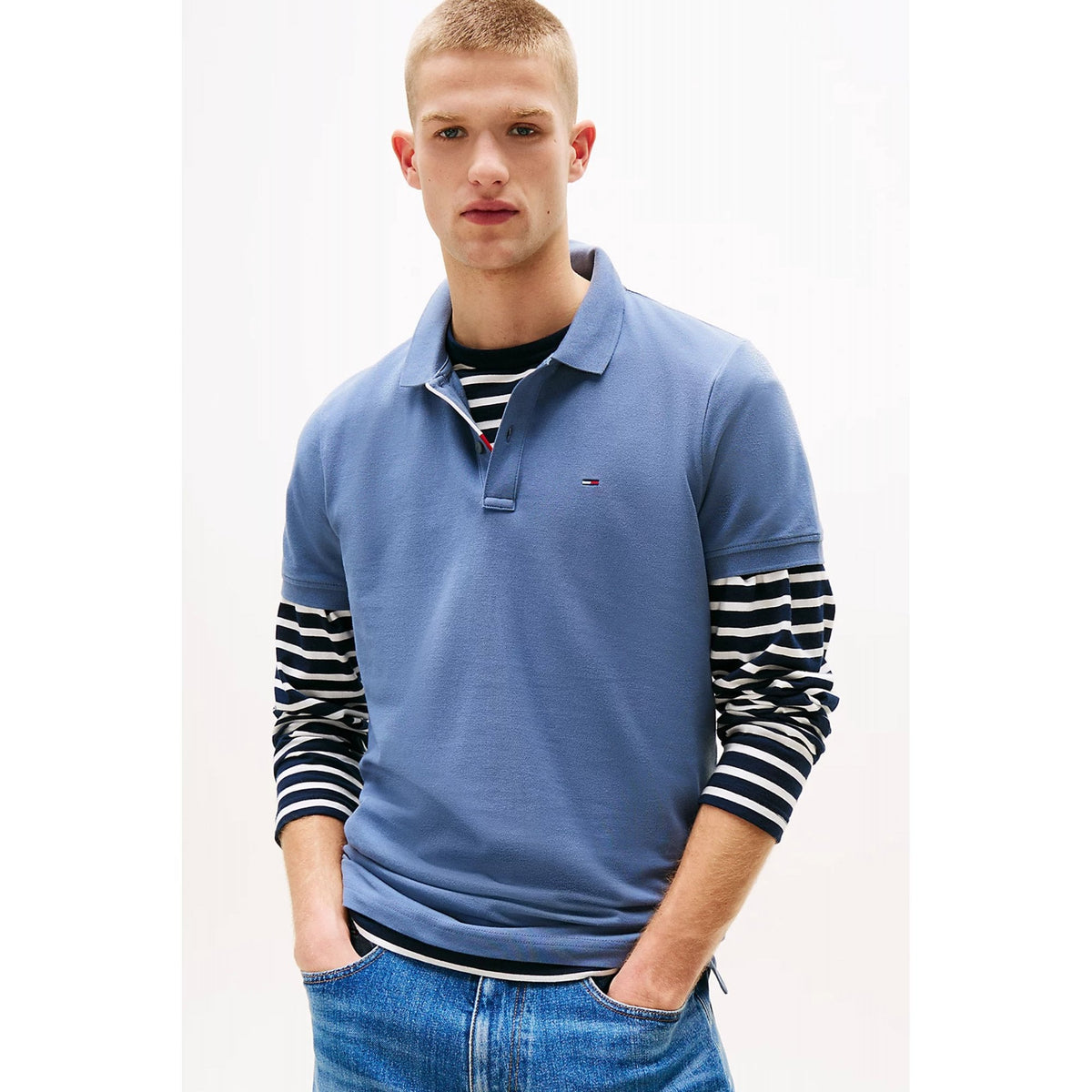 Tommy Jeans | DM20676 Slim Fit Small Flag Logo Cotton Piqué Polo T-Shirt